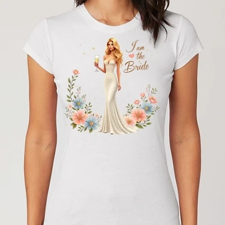 Női Alap póló - I am the bride - Én vagyok a Menyasszony - Lánybúcsú minta