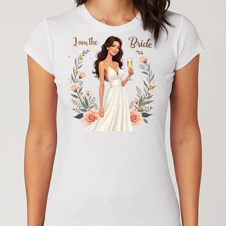 Női Alap póló - I am the bride - Én vagyok a Menyasszony - Lánybúcsú minta