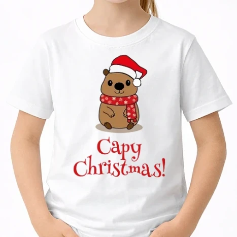 Uniszex gyerek Póló - Capy Christmas mikulás sapkában