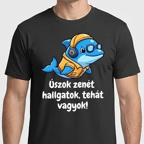 Férfi Imperial póló - Úszok zenét hallgatok - tehát vagyok - delfin - zene - seakspere