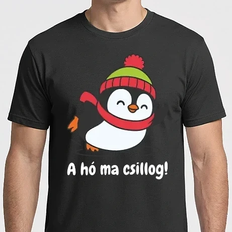 Férfi Imperial póló - A hó ma csillog - hó - pingvin - karácsony - mikulás - karácsonyi póló - karácsonyi polo - 