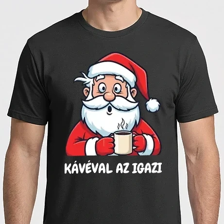 Férfi Imperial póló - Kávéval az igazi - karácsony - karácsonyi ajándék - kávé - karácsonyi póló - karácsonyi polo