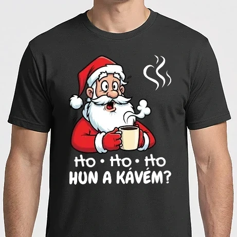 Férfi Imperial póló - Ho - ho - ho hun a kávém? - karácsonyi ajándék - karácsonyi póló - karácsonyi polo  - kávézás - mikulás ajándék