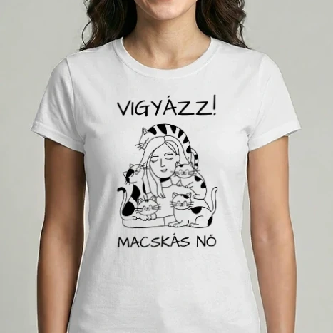 Női Imperial póló - Vigyázz! Macskás nő