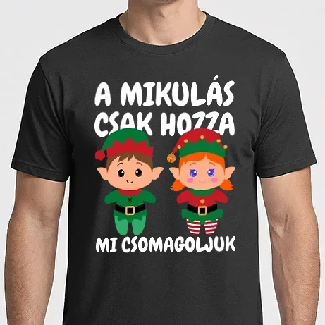 Férfi Imperial póló - A Mikulás hozza mi csomagoljuk - karácsonyi póló - karácsonyi polo -  karácsonyi ajándék - karácsony - mikulás ajándék