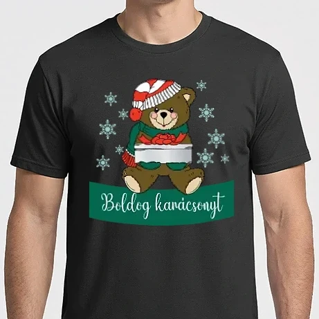 Férfi Imperial póló - Boldog karácsonyt - maci