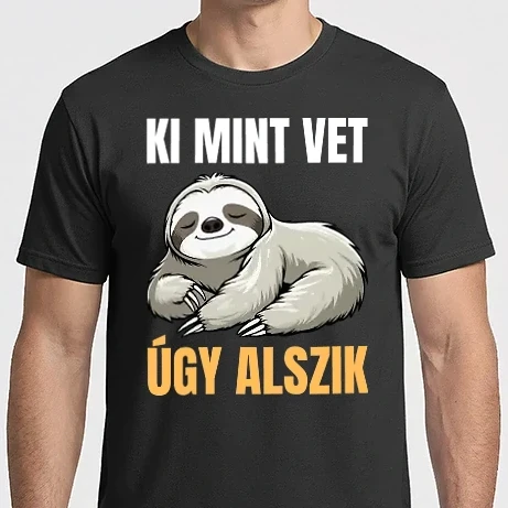 Férfi Imperial póló - Ki mint vet - úgy alszik! - lajhár -  lusta - ajándék