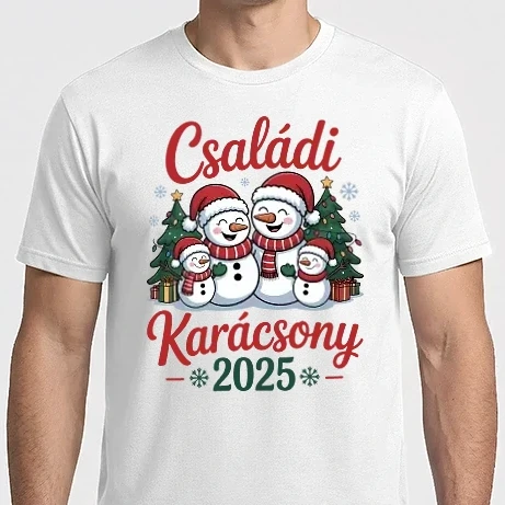 Férfi Imperial póló - Családi karácsony 2025 hóemberes
