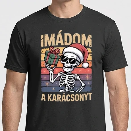 Férfi Imperial póló - Imádom a karácsonyt csontváz