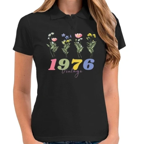 Női galléros póló - 1976 vadvirág
