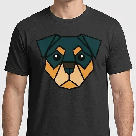 Férfi Imperial póló - Geometrikus kutyaportré – Modern Rottweiler stílusban