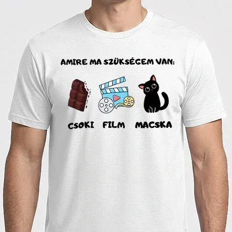 Férfi Imperial póló - Amire ma szükségem van: csoki, film, macska