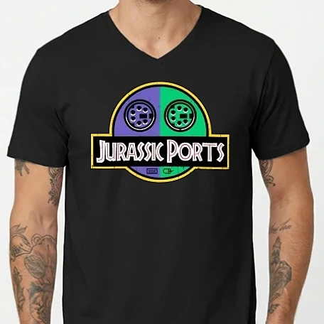 Férfi V-nyakú póló - Jurassic ports