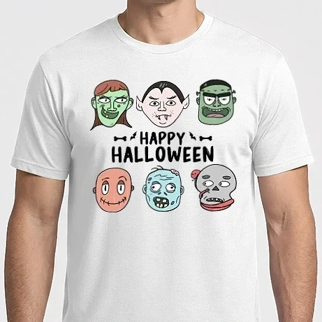 Férfi Imperial póló - Happy Halloween fehér alapra