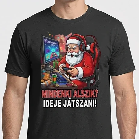Férfi Imperial póló - Gamer Mikulás - ˝Mindenki alszik? Ideje játszani!˝