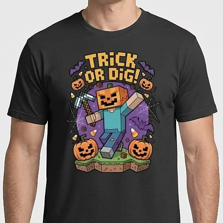 Férfi Imperial póló - Trick or Dig Minecraft Halloween