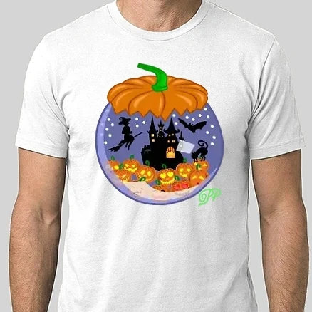 Férfi Alap póló - Kék Halloween Gömb