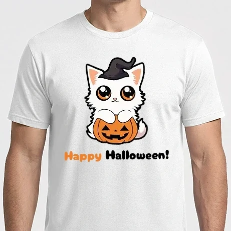 Férfi Imperial póló - Happy Halloween! cica tökkel