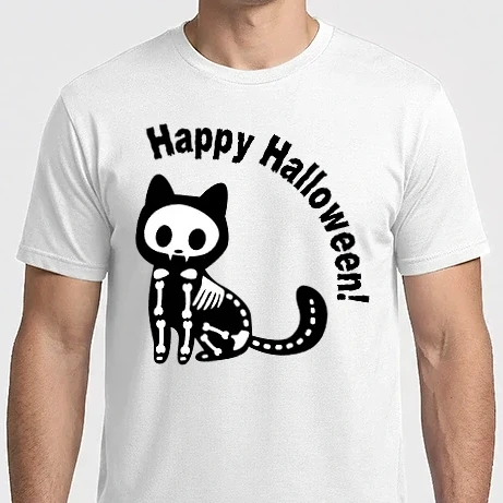 Férfi Imperial póló - Happy Halloween! csontváz macska