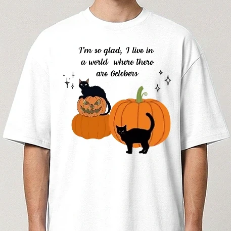 Oversize póló - Pumpkin.Blackcats.Minta 