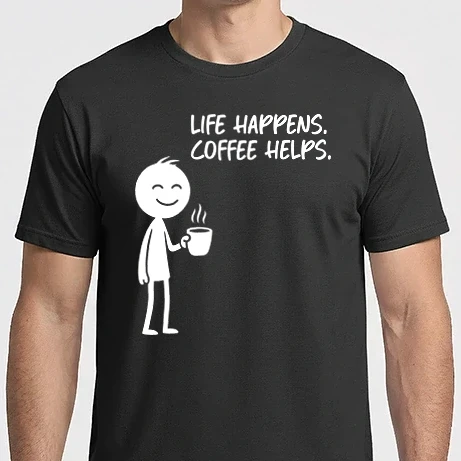 Férfi Imperial póló - Life happens. Coffee helps.