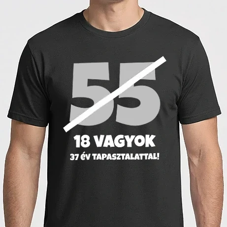 Férfi Imperial póló - 55 - 18 vagyok 37 év tapasztalattal - fehér