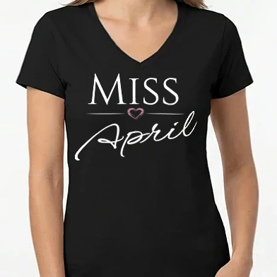 Női V-nyakú póló - Miss April