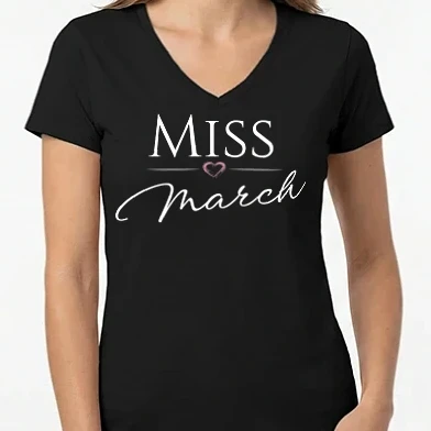 Női V-nyakú póló - Miss March