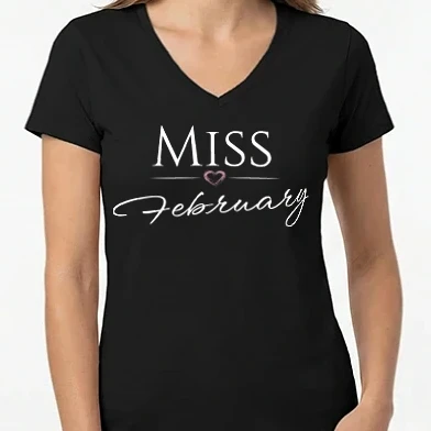 Női V-nyakú póló - Miss February