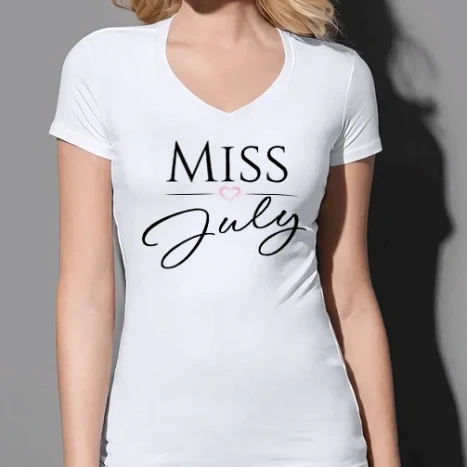 Női prémium V-nyakú póló - Miss July
