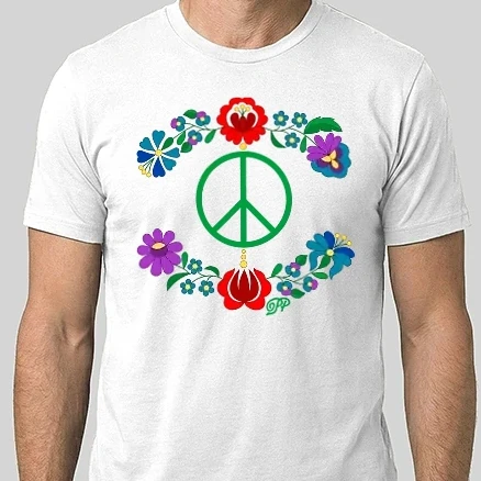 Férfi Alap póló - Kalocsai Minta Békejellel 2025