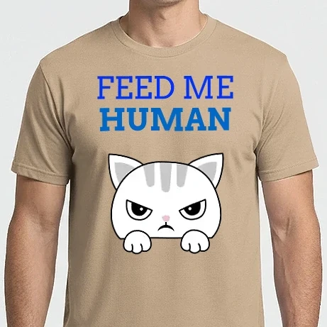 Férfi Imperial póló - Feed me human-angry cat-Etess meg ember-dühös cica