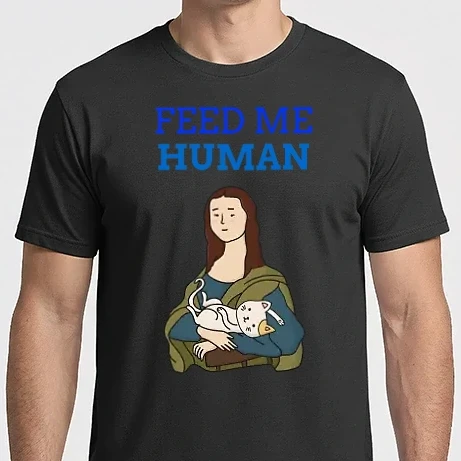 Férfi Imperial póló - Feed me human-Etess meg ember, éhes cica klasszikus festmény stílusban
