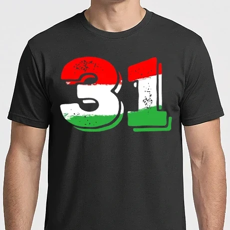 Férfi Imperial póló - magyar trikolor, piro fehér zöld szám 31