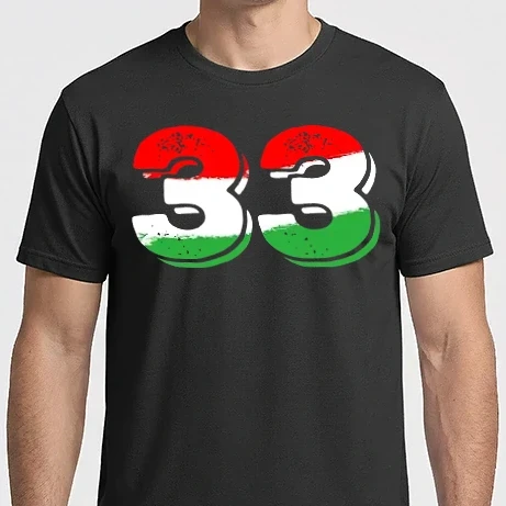 Férfi Imperial póló - magyar trikolor, piro fehér zöld szám 33