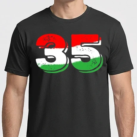 Férfi Imperial póló - magyar trikolor, piro fehér zöld szám 35