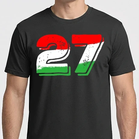Férfi Imperial póló - magyar trikolor, piros fehér zöld szám 27
