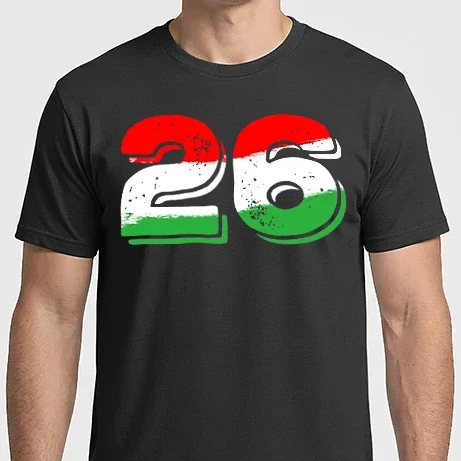 Férfi Imperial póló - magyar trikolor, piros fehér zöld szám 26