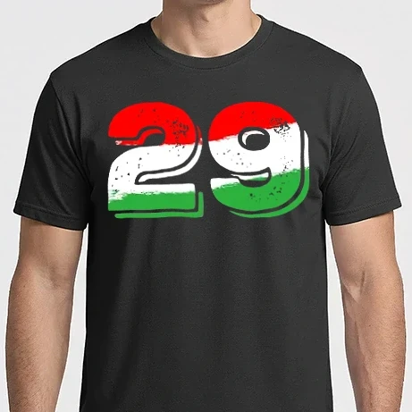 Férfi Imperial póló - magyar trikolor, piros fehér zöld szám 29