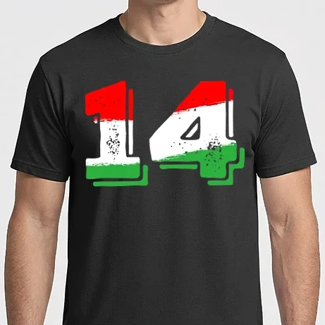 Férfi Imperial póló - magyar trikolor, piro fehér zöld szám 14