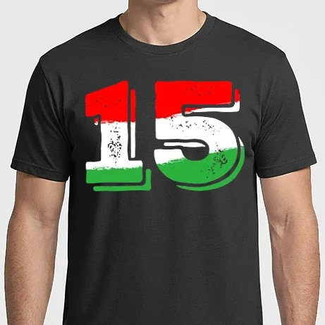 Férfi Imperial póló - magyar trikolor, piro fehér zöld szám 15