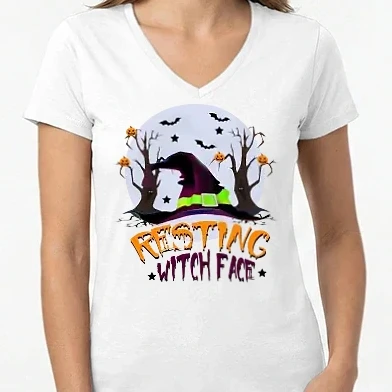 Női V-nyakú póló - Resting Witch Face