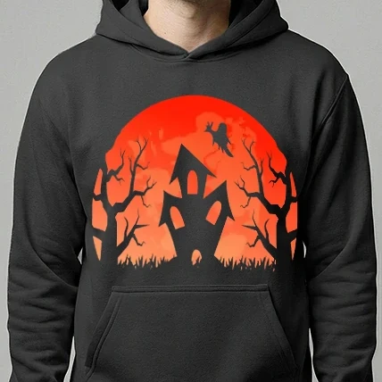 Férfi kapucnis pulóver - Halloween mansion