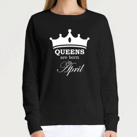 Női kerek nyakú pulcsi - Queens are born in April