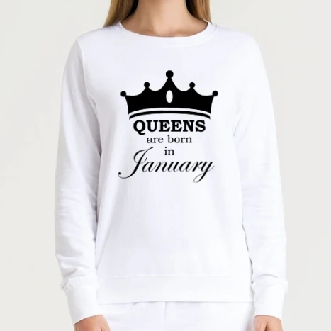 Női kerek nyakú pulcsi - Queens are born in January