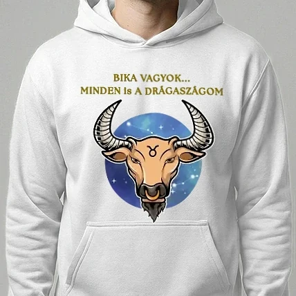 Férfi kapucnis pulóver - Bika vagyok...
