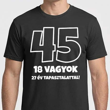 Férfi Imperial póló - 45 - 18 vagyok 27 év tapasztalattal - fehér