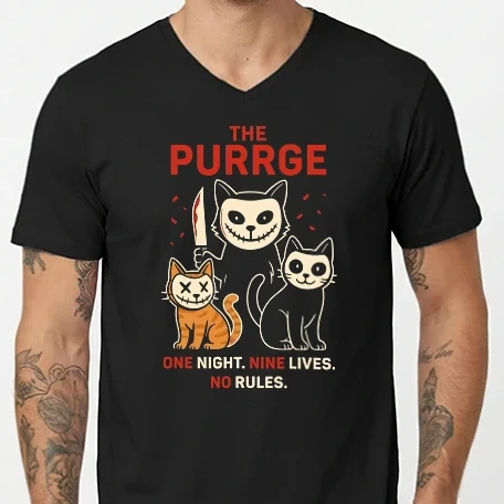 Férfi V-nyakú póló - The Purrge