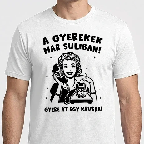 Férfi Imperial póló - A gyerekek már suliban! Gyere át egy kávéra!