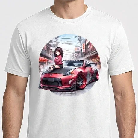Férfi Imperial póló - Nissan 370Z + Anime stílusú karakter